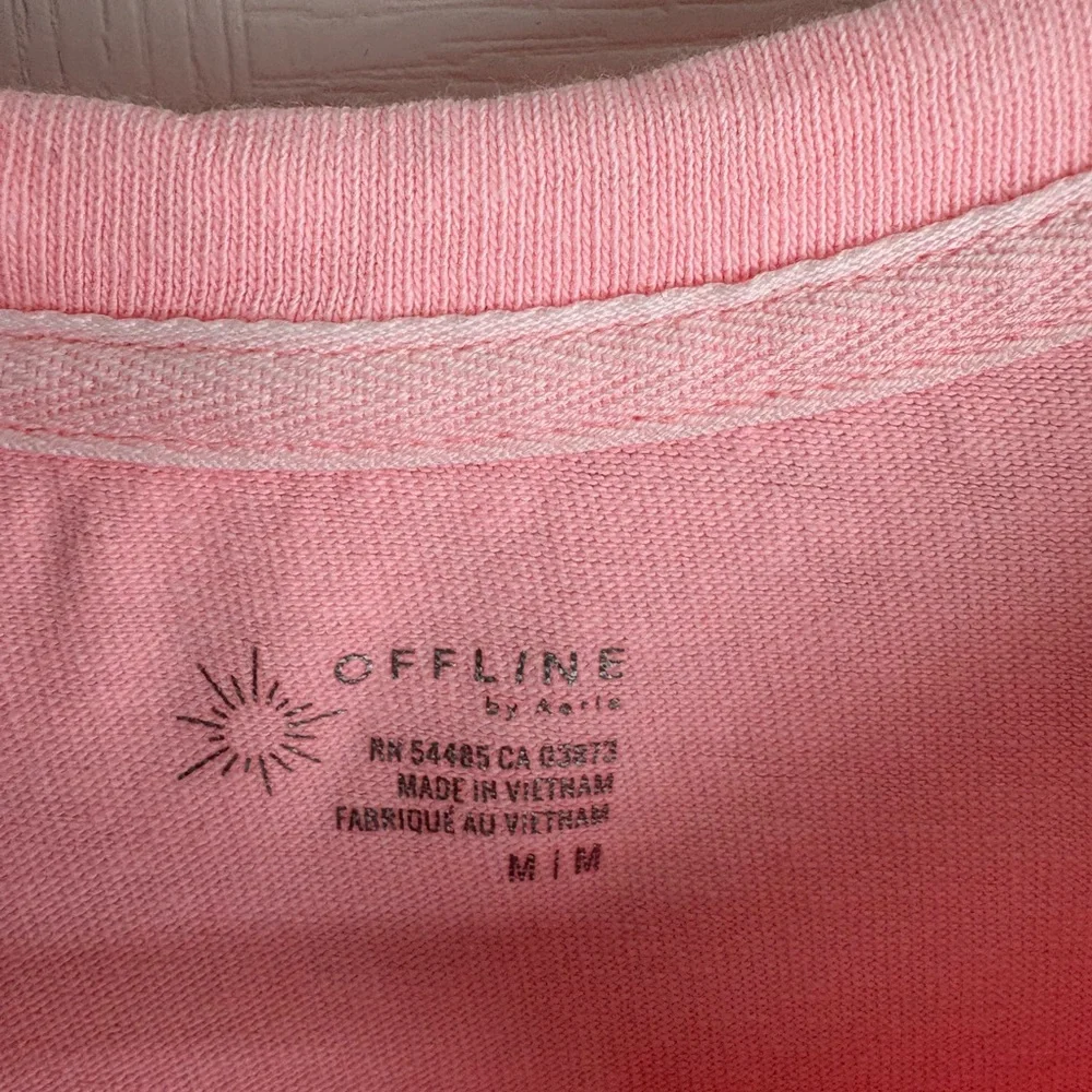 Aerie Offline Pink Waffle Knit Henley Top - Picture 2 of 3